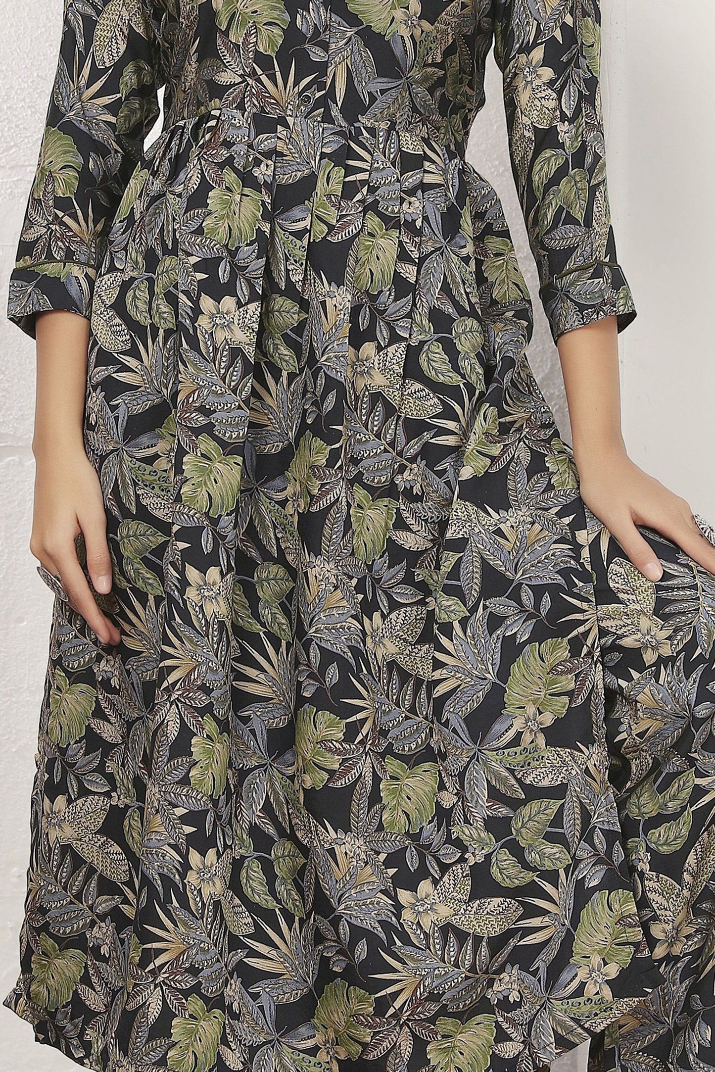Attractive Navy Blue Digital Printed Rayon Casual Wear Kurti With Pant