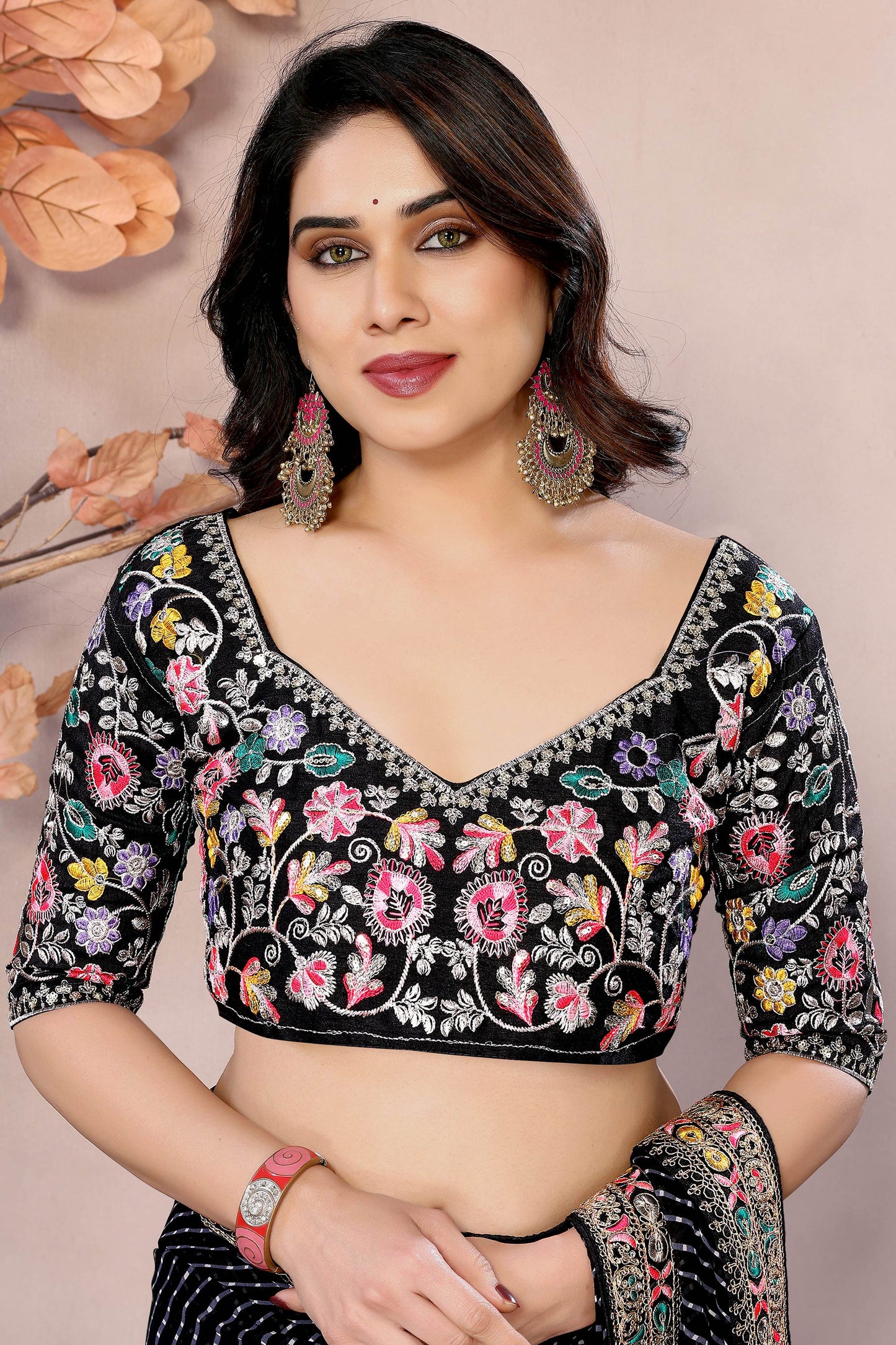 Trendy Black Leheriya Printed Georgette Party Wear Saree With Blouse