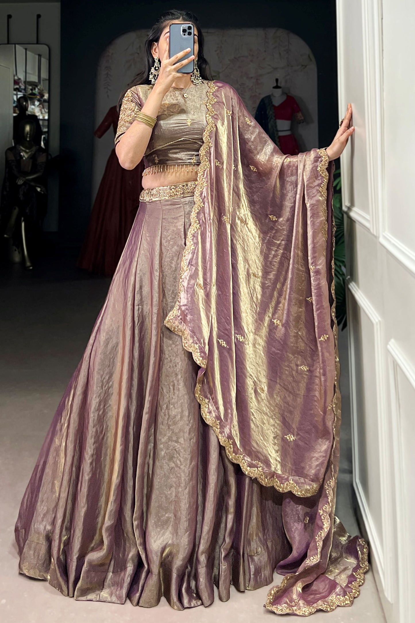 Incredible Lilac Organza festival Wear Lehenga With Embroidery Choli
