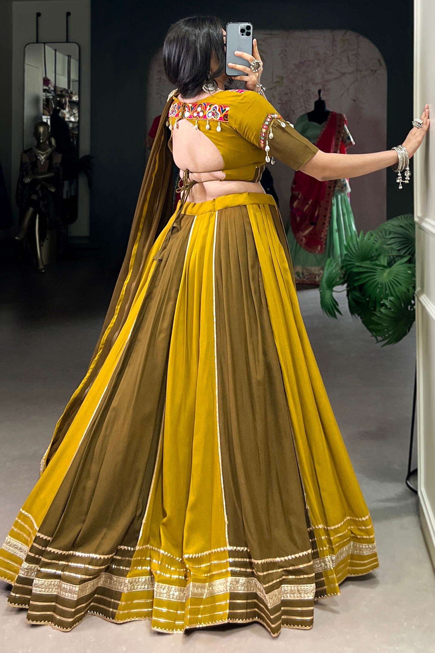 Gorgeous Green Gota Patti Work Rayon Traditional Lehenga Choli