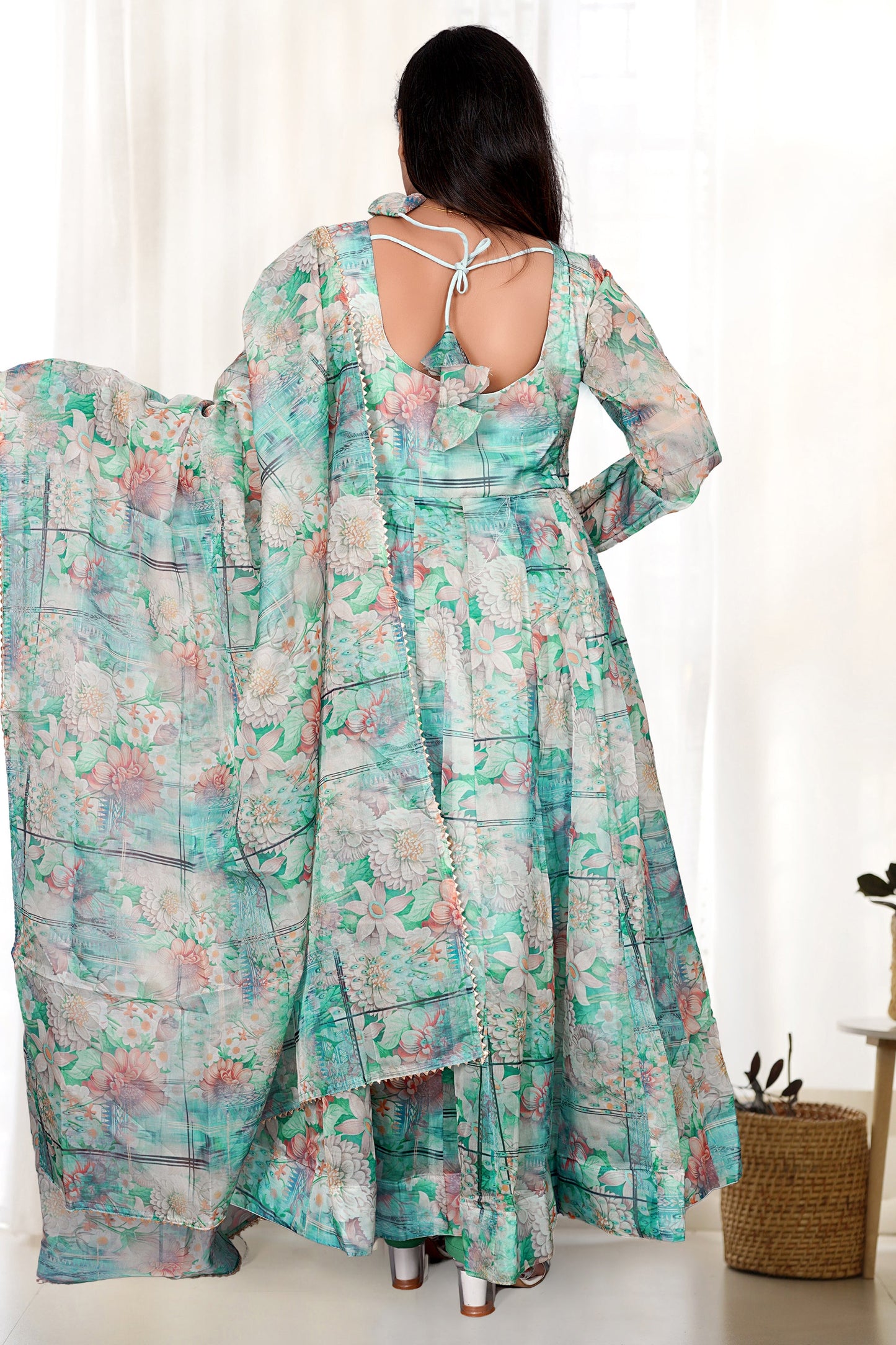 Gorgeous Multi-Color Floral Printed Georgette Anarkali Pant Suit