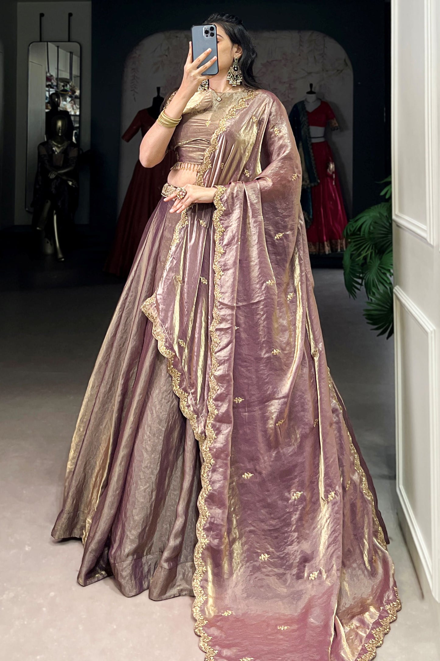 Incredible Lilac Organza festival Wear Lehenga With Embroidery Choli