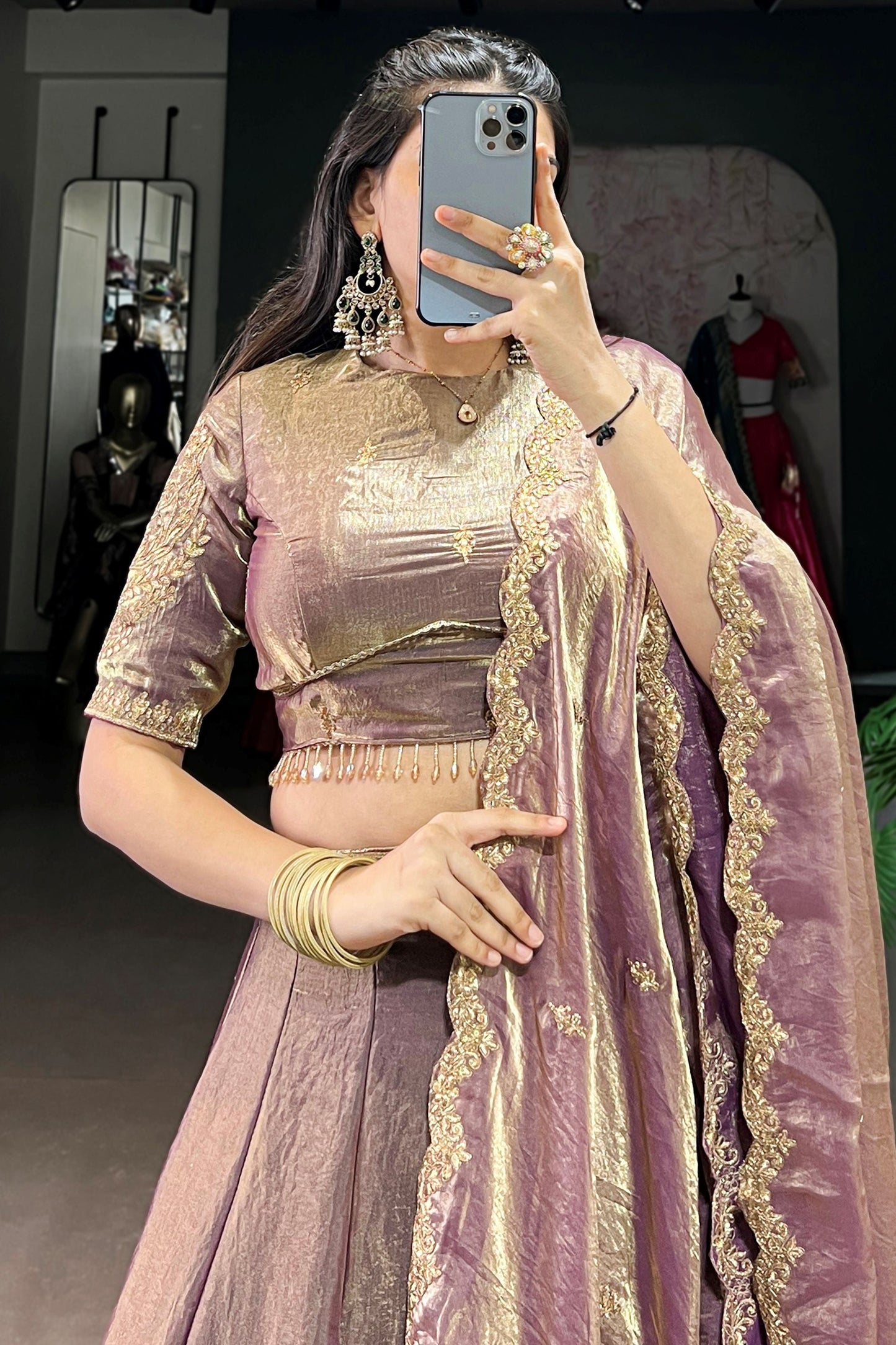 Incredible Lilac Organza festival Wear Lehenga With Embroidery Choli