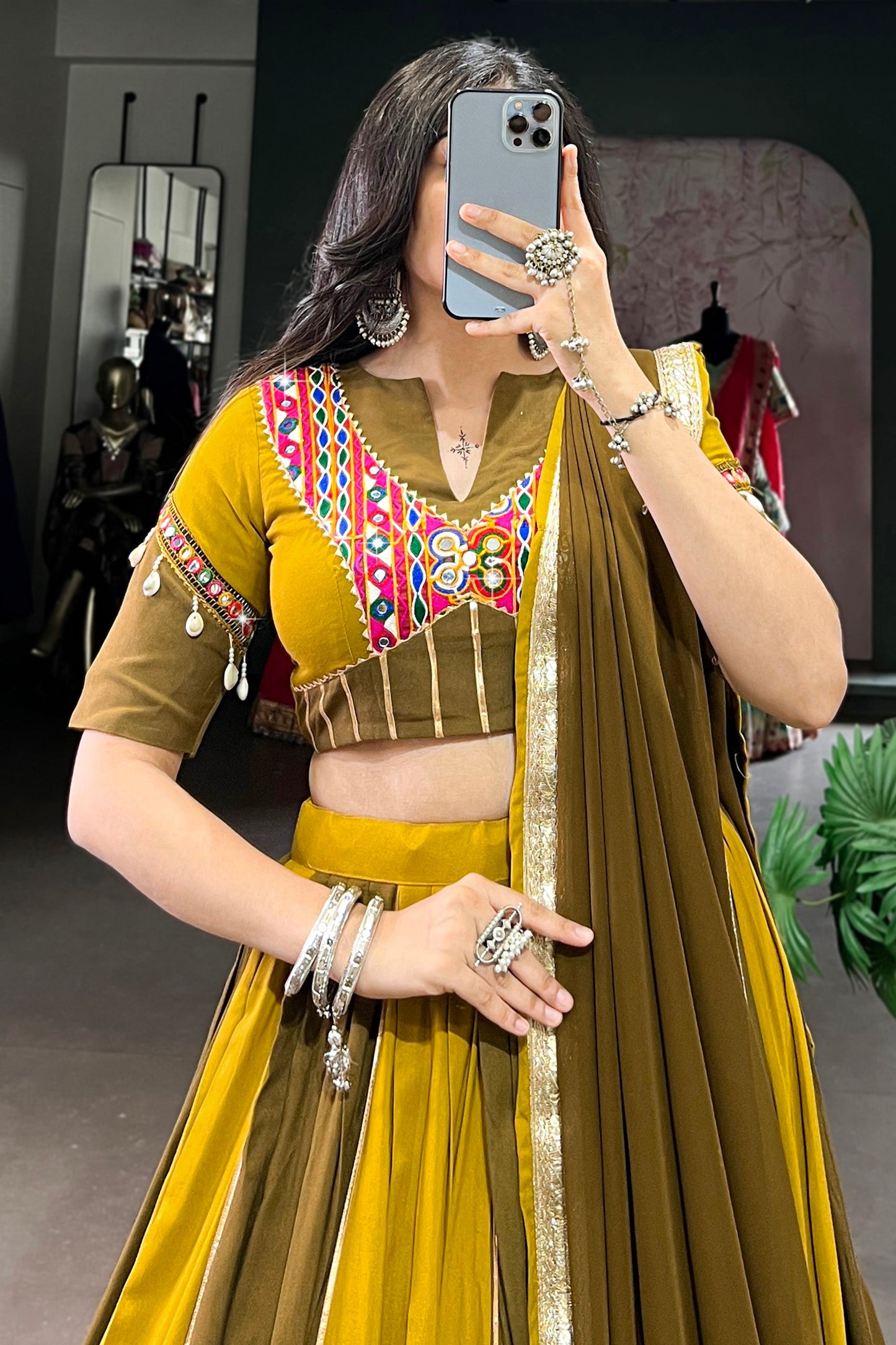 Gorgeous Green Gota Patti Work Rayon Traditional Lehenga Choli